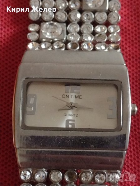 Модерен дизайн дамски часовник ON TIME QUARTZ с кристали много красив стилен дизайн 41758, снимка 1