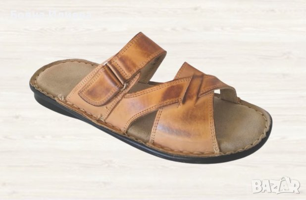 Габровски мъжки чехли ЕСТЕСТВЕНА кожа модел 142, снимка 1