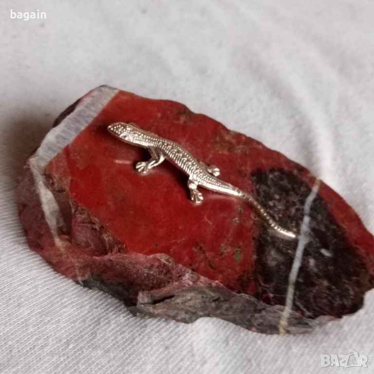 Малка пластика, яспис, саламандър., снимка 1