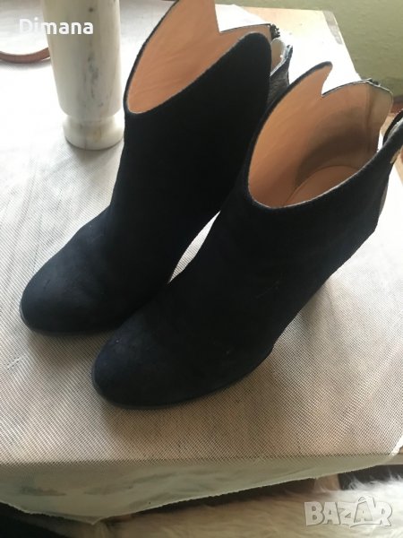 Боти тъмносини естествена кожа и велур, снимка 1