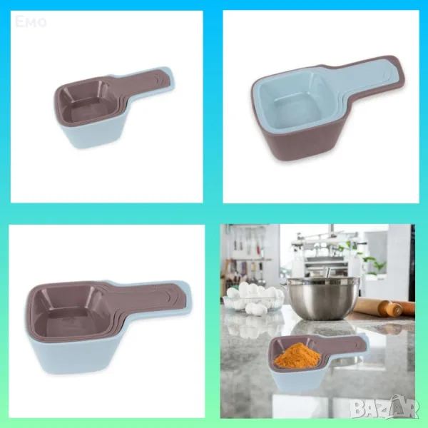 Комплект мерителни чашки, кафяви, сини, снимка 1