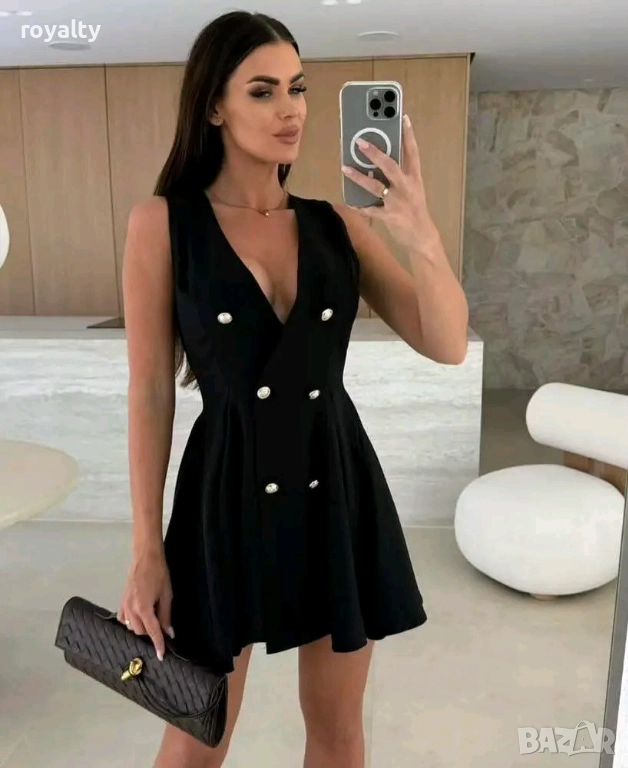 Елегантна Черна Дамска Рокля , снимка 1