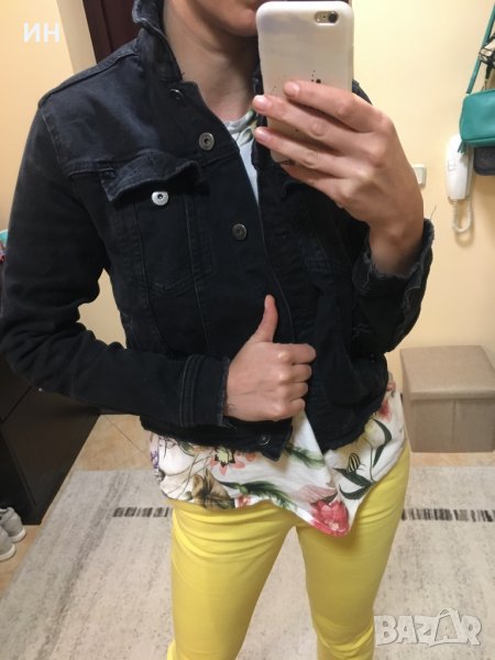 Черно дънково яке, снимка 1