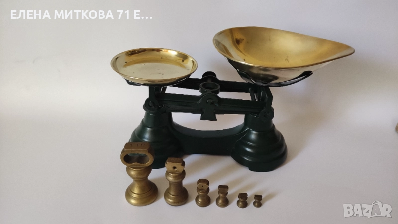 Винтидж английска кухненска везна плюс комплект тежести, снимка 1