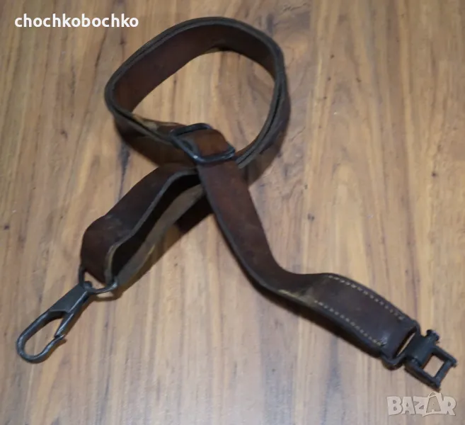 Стара кожена ремъчка,ремък за пушка картечница, снимка 1