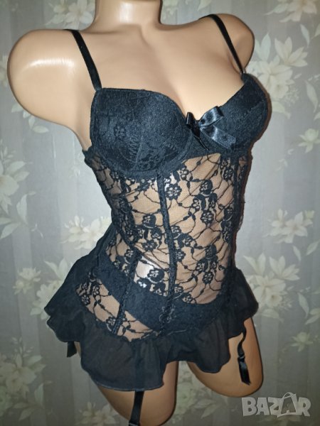 Kiss me M- 75 B- Нов секси корсет с жартиери , снимка 1