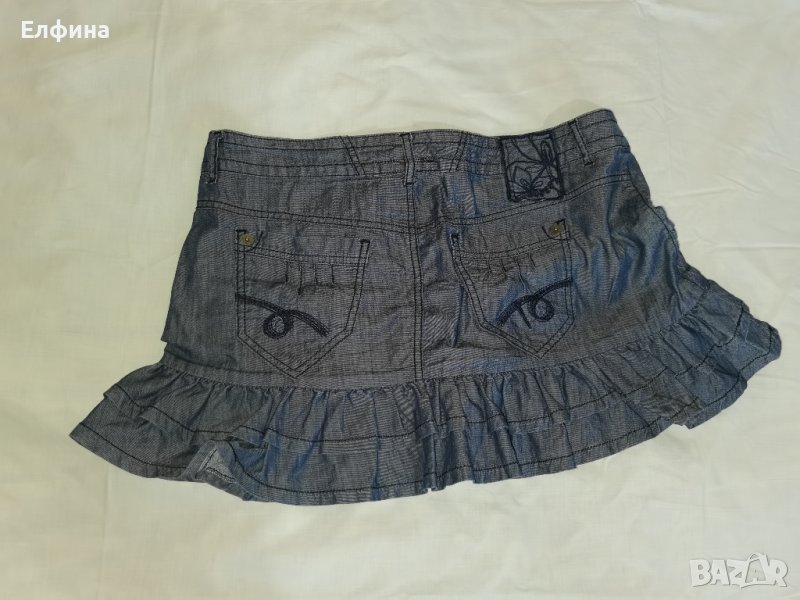 Дънкена дамска къса и ефектна пола, снимка 1