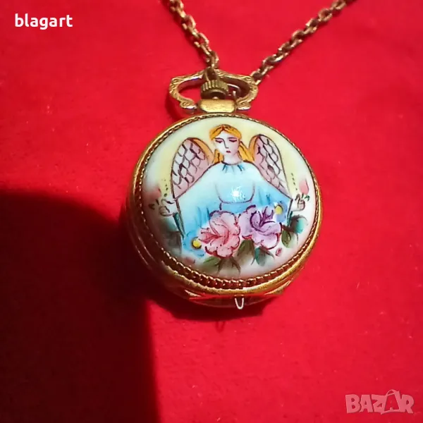 Колие-часовник,"Чайка"-позлата,емайл, снимка 1