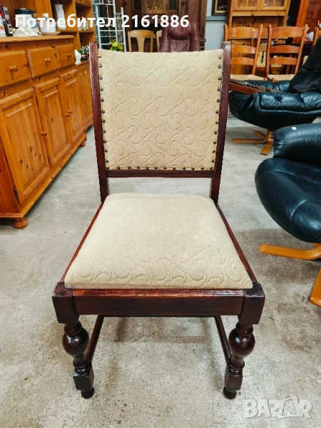 Здрав дъбов старинен трапезен стол , снимка 1