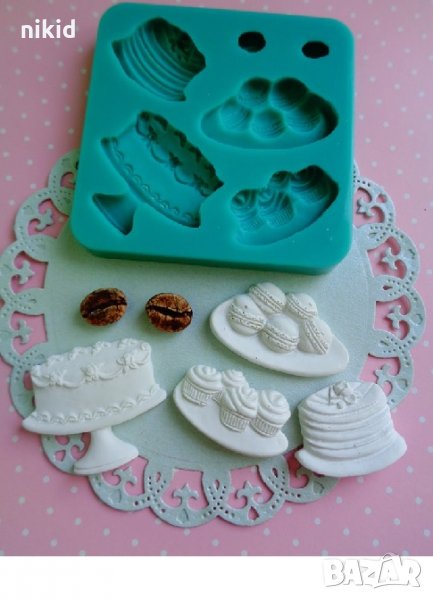 Сладкиши кексчета торта кафе силиконов молд форма декорация торта фондан шоколад смола, снимка 1