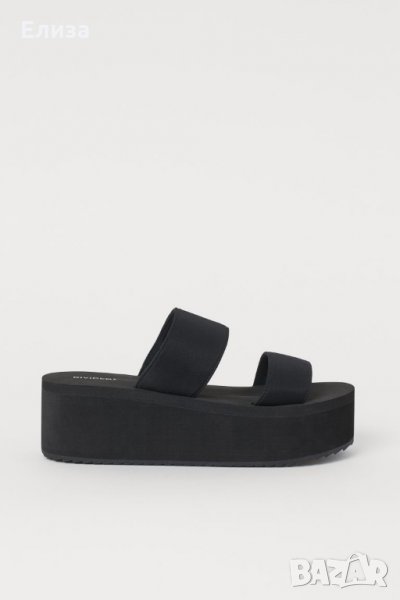 Нови черни сандали чехли H&M на голяма платформа с етикет, снимка 1