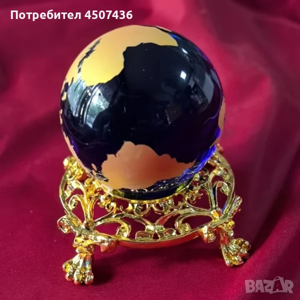 Кристален глобус Земя-глобус Земна сфера със стойка,Астрономически орнамент, снимка 1