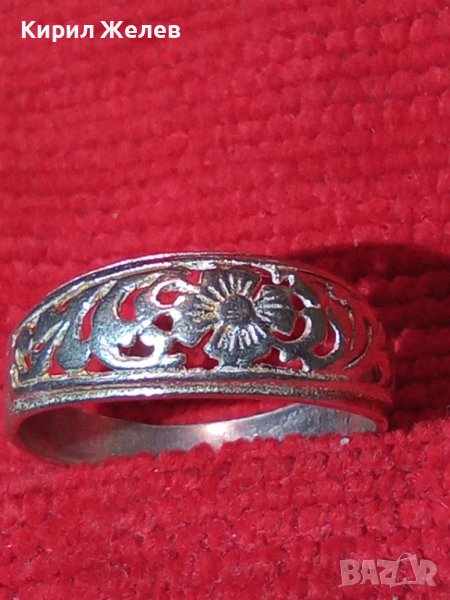 19 ВЕК ВЪЗРОЖДЕНСКИ СРЕБЪРЕН ФЛОРАЛНО ОРНАМЕНТИРАН ПРЪСТЕН ВИСОКА ПРОБА СРЕБРО МАЙСТОРСКИ 26625, снимка 1