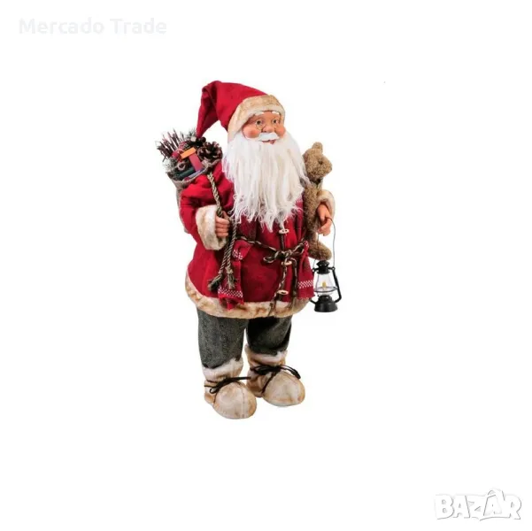 Коледна реалистична фигура Дядо Коледа с мече и чувал с подаръци, 61см, снимка 1