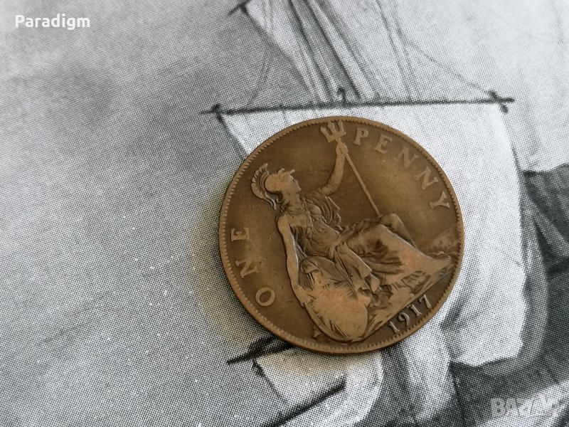 Монета - Великобритания - 1 пени | 1917г., снимка 1