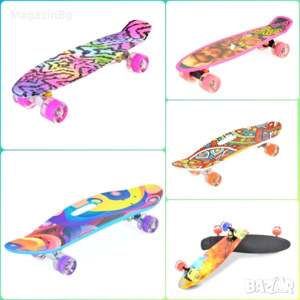 СКЕЙТБОРД Светещи LED колела STARS DISNEY BARBIE GRAFFITI PINK, снимка 1