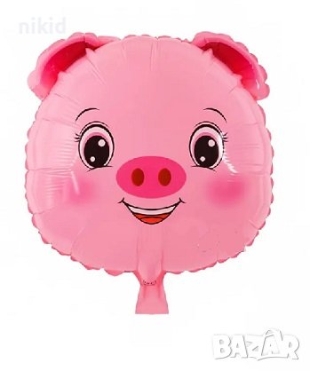 Глава весело прасе прасенце ферма домашни животни фолиев фолио балон хелий газ обикновен, снимка 1