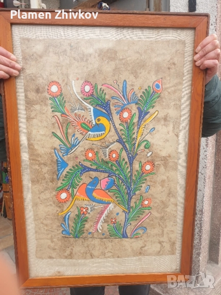 рамкирана картина под стъкло с акрилни бои, снимка 1