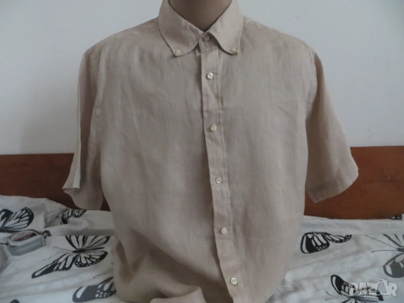 Мъжка риза с къс ръкав от лен P-Club, снимка 1