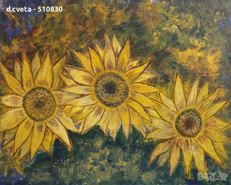 Картина Слънчогледи Живопис, снимка 1