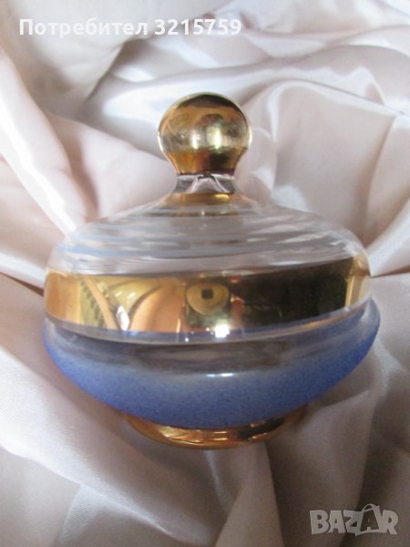 Стъклена купа, бонбониера,позлата, снимка 1