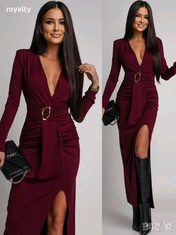 Червена Дамска Дълга Рокля , снимка 1