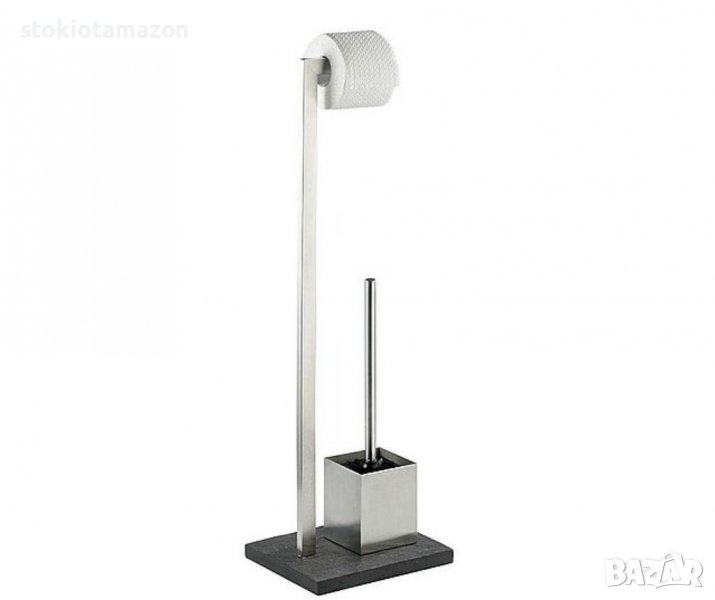  Wenko Поставка с четка за тоалетна чиния и поставка за тоалетна хартия Slate Rock, снимка 1