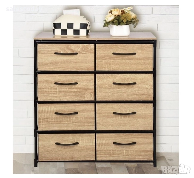 Скрин от текстил и дървени плоскости с 8 чекмеджета, 72см, снимка 1