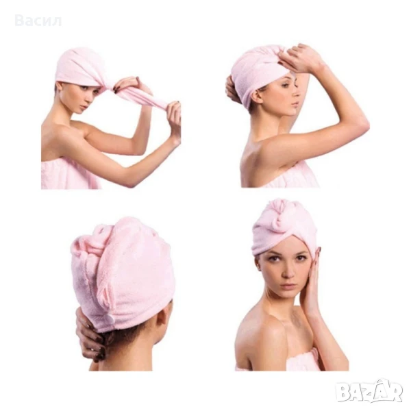 Микрофибърна кърпа за изсушаване на мокра коса, снимка 1