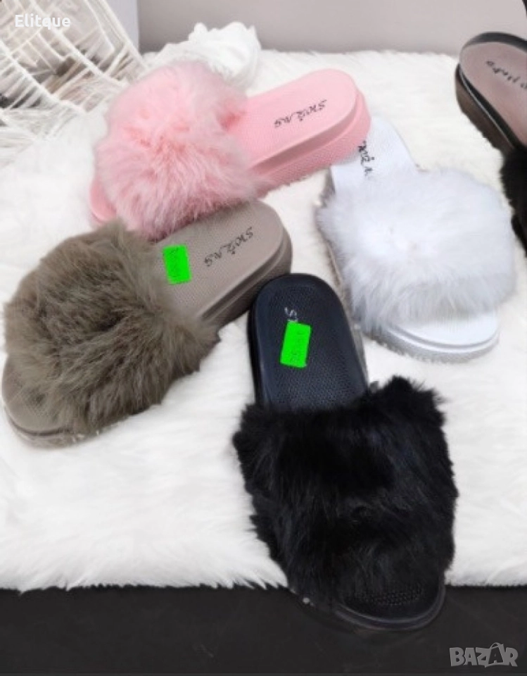 Модерен дизайн, уют и комфорт: Стилни дамски чехли с пух, снимка 1