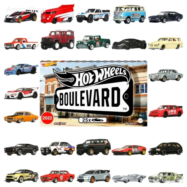 Hot Wheels Boulevard комплект 25 Premium коли и камиони в мащаб 1:64 ексклузивно за US, снимка 1