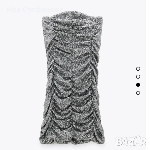 Нова елегантна парти официална коктейлна сребриста сребърни пайети блестяща  рокля zara Zara Зара, снимка 4 - Рокли - 48943523