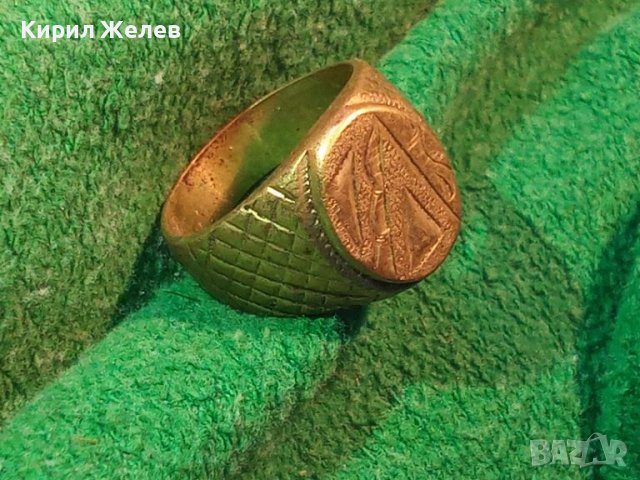 СТИЛНО РЕТРО ОРНАМЕНТИРАН Стар Бронзов ПРЪСТЕН РЪЧНА ИЗРАБОТКА 21894, снимка 3 - Антикварни и старинни предмети - 33490421