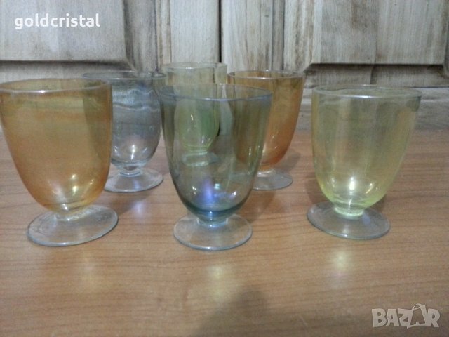 Ретро стъклени чаши чашки цветно стъкло, снимка 3 - Антикварни и старинни предмети - 36920664