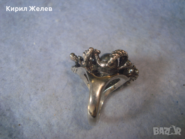 НЕО-ГОТИЧЕСКИ ФИГУРАЛЕН ЗМИЕВИДЕН КРИСТАЛЕН ПЕРЛЕН ПОСРЕБРЕН ПРЪСТЕН 26454, снимка 13 - Пръстени - 36421748