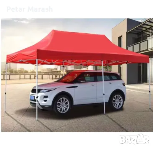 Червена Сгъваема градинска шатра 3×6м – голямо покритие, стабилна конструкция и водоустойчив плат, снимка 4 - Други - 50366024