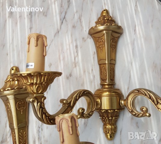 Чифт бронзови аплици в стил Наполеон трети , снимка 2 - Лампи за стена - 43140909