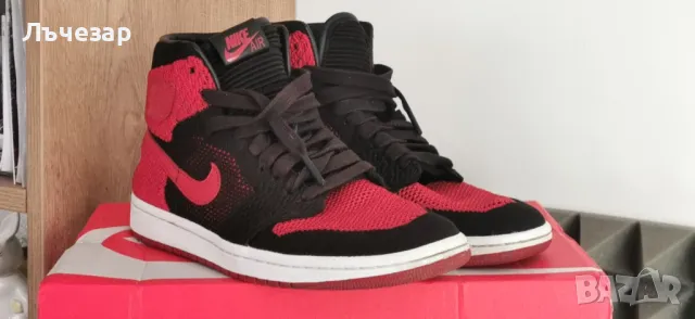 Nike Air Jordan 1 Retro High Flyknit Bred номер 40, снимка 3 - Маратонки - 48108751