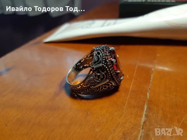 Масивен бутиков сребърен пръстен с огромен рубин, снимка 10 - Пръстени - 47901663