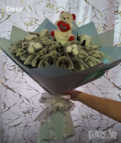 ‼️НОВО‼️Букет с мече, рози и пари — подарък, който сърца ще покори ❤️, снимка 2 - Романтични подаръци - 53378757