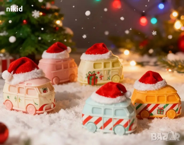 3D сет Коледни Автобус и елха силиконов молд форма фондан шоколад гипс свещ смола декор, снимка 8 - Форми - 52843930