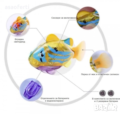 🐠 Интерактивна Робо Рибка – Плува, Свети и Се Активира от Сензор (За Вашето Дете/Котка), снимка 4 - Играчки за стая - 52792149
