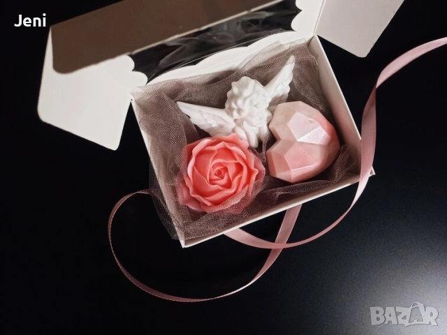 Роза, ангел и сърце подаръчна кутия ароматни сапуни, снимка 3 - Декорация за дома - 53013230