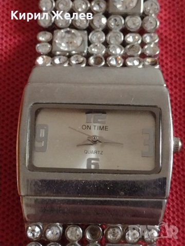 Модерен дизайн дамски часовник ON TIME QUARTZ с кристали много красив стилен дизайн 41758, снимка 1 - Дамски - 43786539