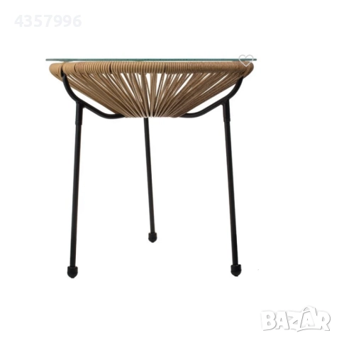 Декоративна масичка, Ратан и стъкло, Метал, снимка 3 - Маси - 51997739