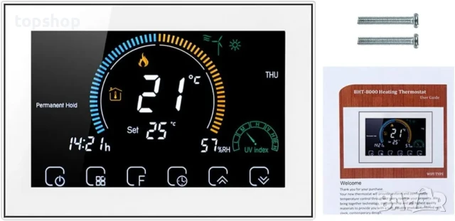 Смарт термостат MOES BHT-8000 GB, Програмируем терморегулатор Tuya WIFI 16A За подово отопление, бял, снимка 3 - Друга електроника - 50494702