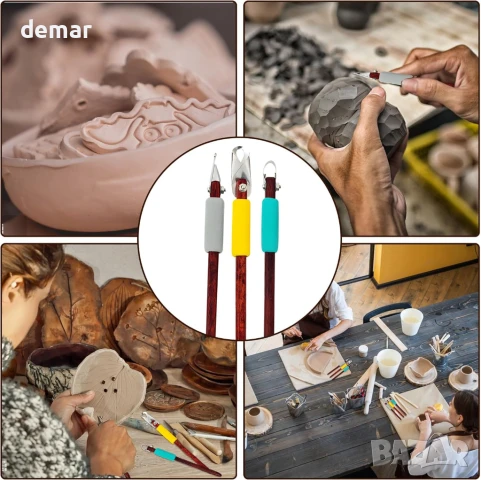 3 бр. стъргалки за глинени скулптури с противоплъзгаща дръжка, комплект инструменти, снимка 9 - Други стоки за дома - 50918694