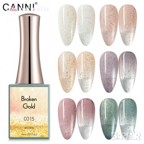 CANNI UV&LED ГЕЛ ЛАК BROKEN GOLD СЕРИЯ - 16 МЛ , снимка 1 - Продукти за маникюр - 32817004