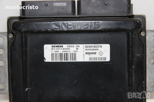 Моторен компютър Renault Clio II (1998-2005г.) 8200162378 / SIRIUS 32N / S110115000 B / 8200029658, снимка 2 - Части - 52580429