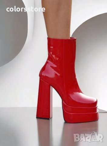 Боти на ток - червен лак - VS21